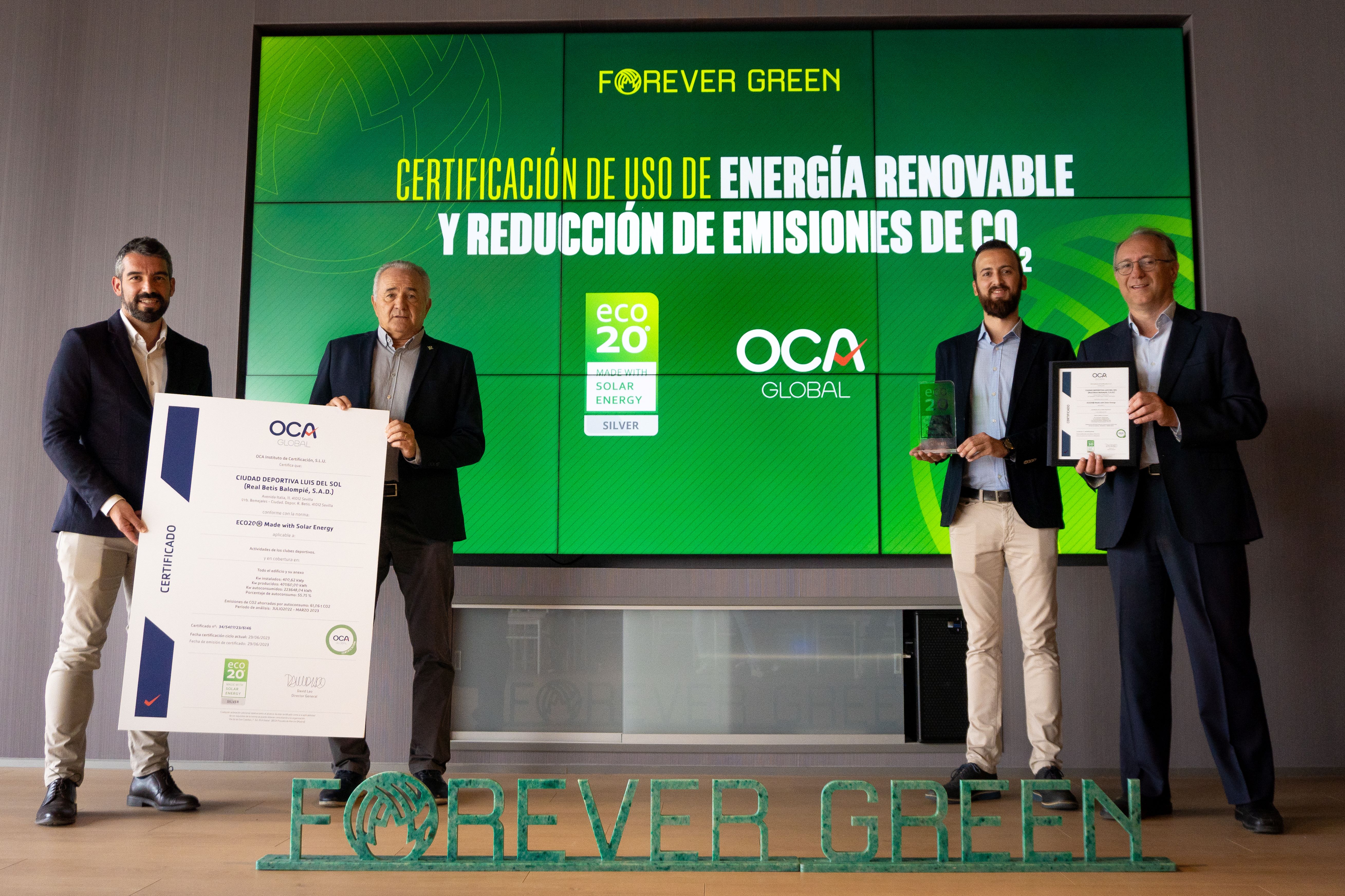 OCA Global certifies Real Betis Balompié in the ECO20 Seal of Approval